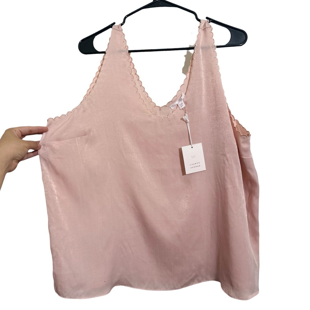 LC Lauren Conrad Bonita PCH Scalloped V Tank Satin Camisole Top Size XXL NWT - Picture 3 of 7